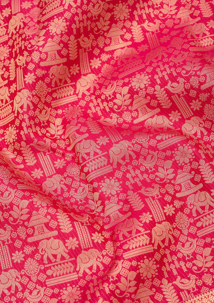 Rani Pink Kanjivaram Pure Silk Saree