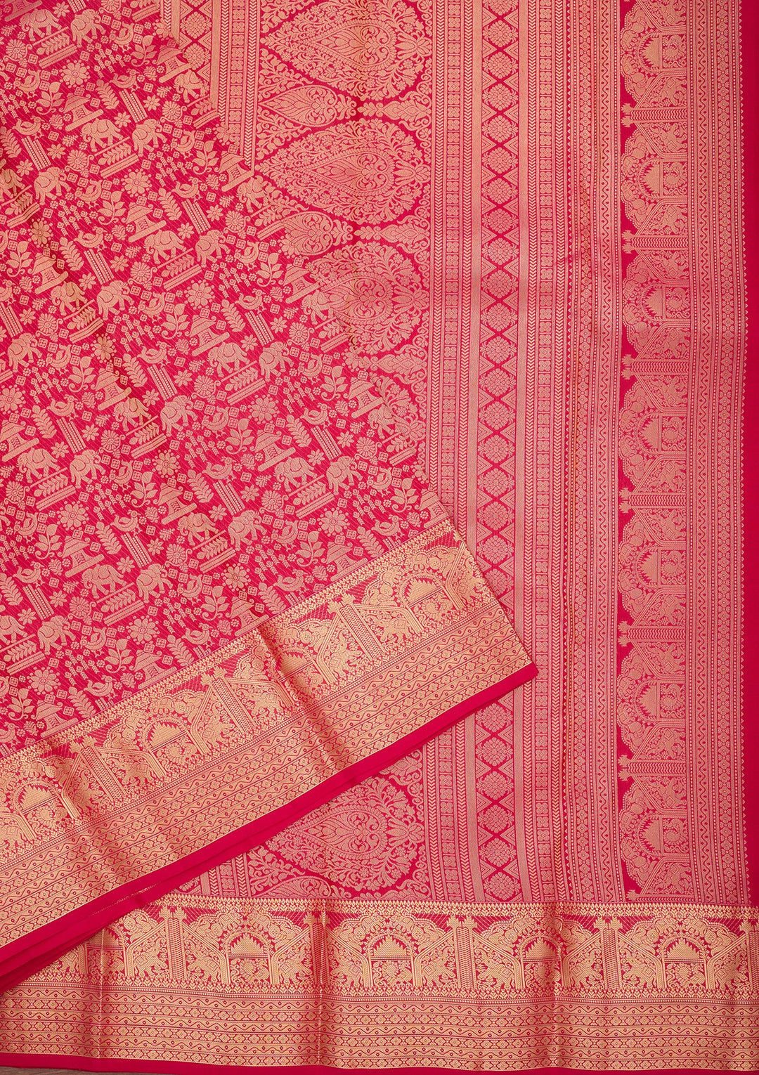 Rani Pink Kanjivaram Pure Silk Saree