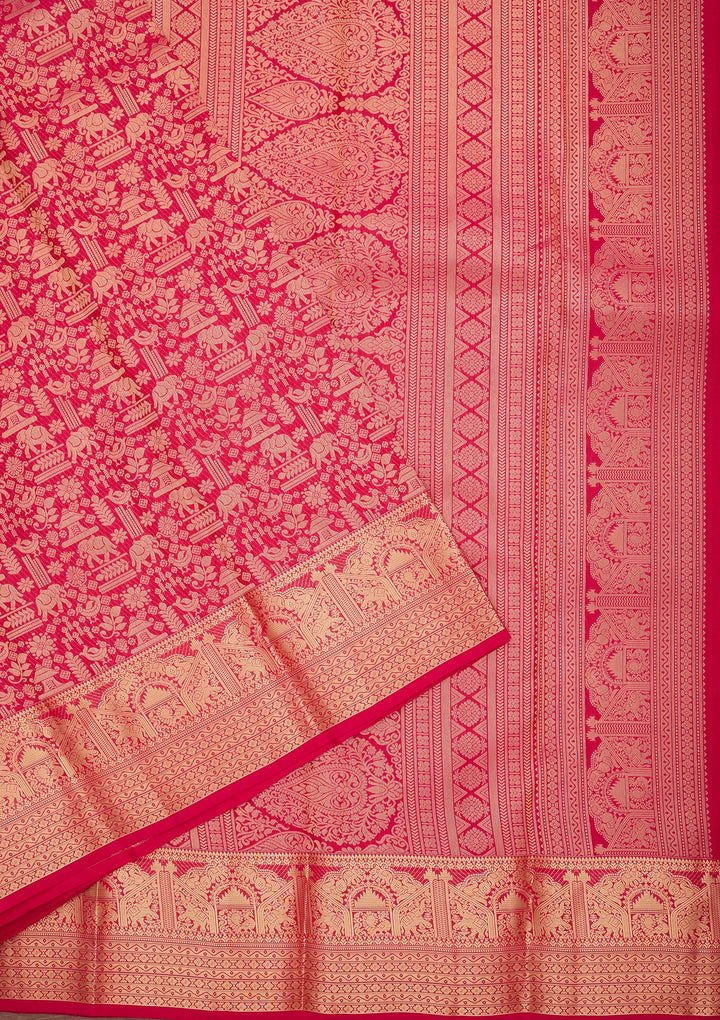 Rani Pink Kanjivaram Pure Silk Saree