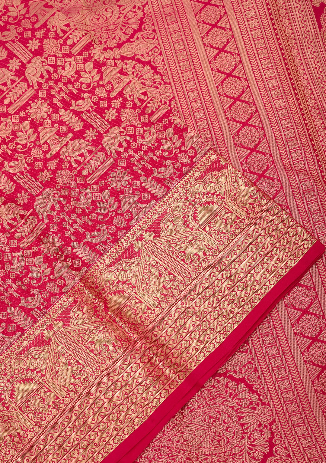 Rani Pink Kanjivaram Pure Silk Saree