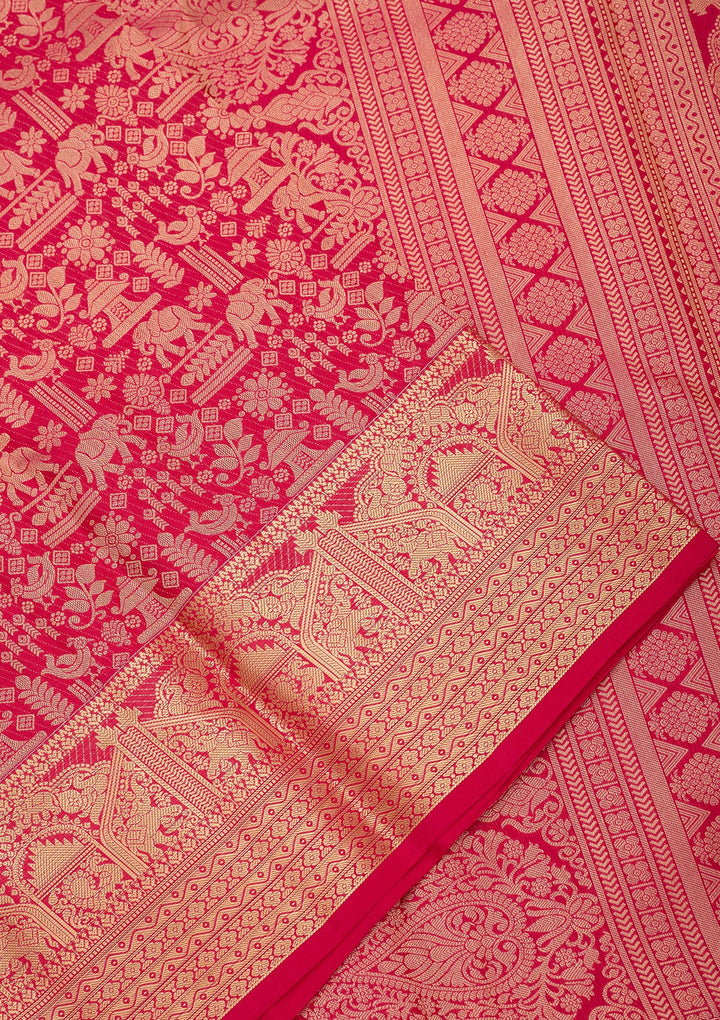 Rani Pink Kanjivaram Pure Silk Saree
