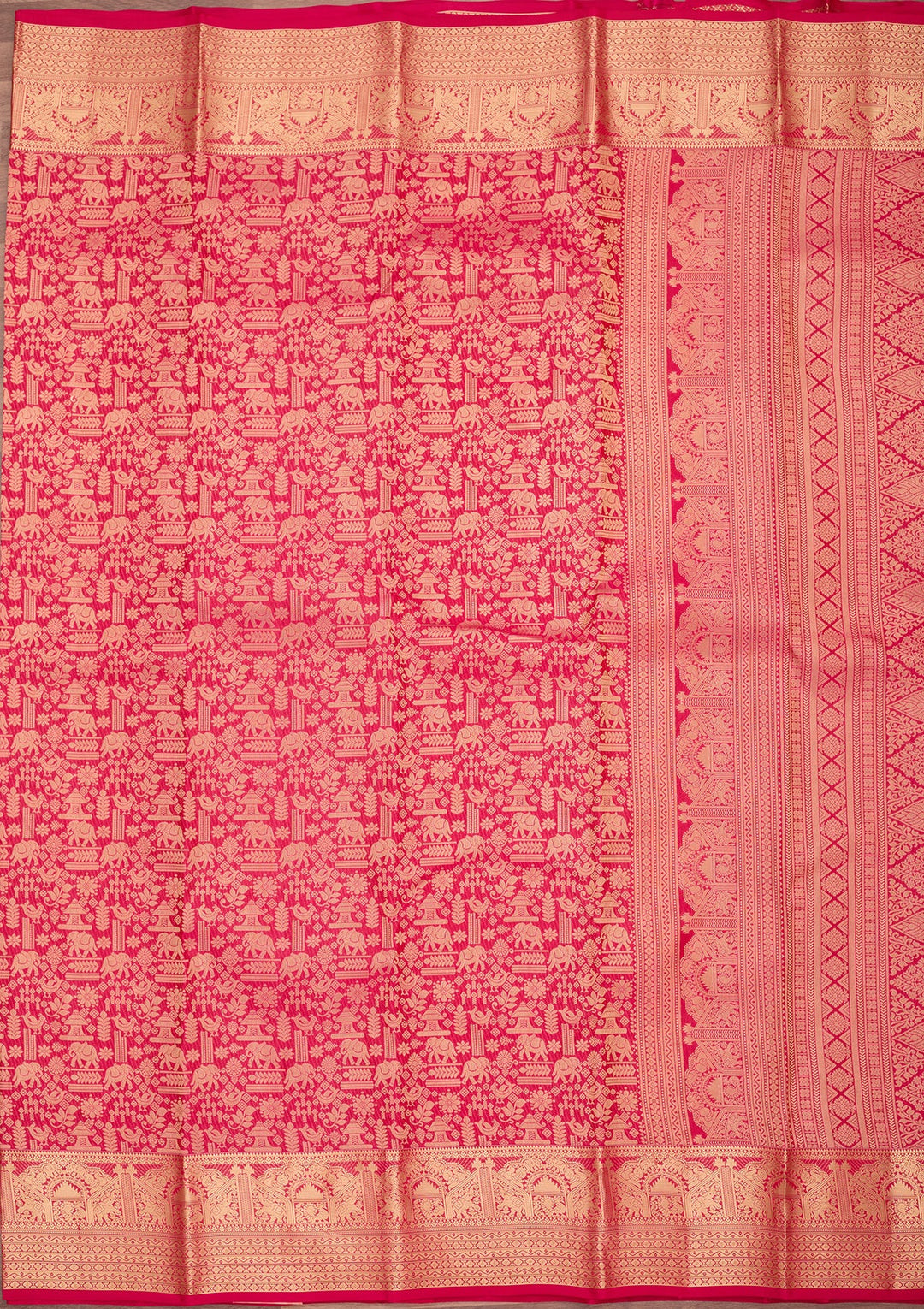 Rani Pink Kanjivaram Pure Silk Saree