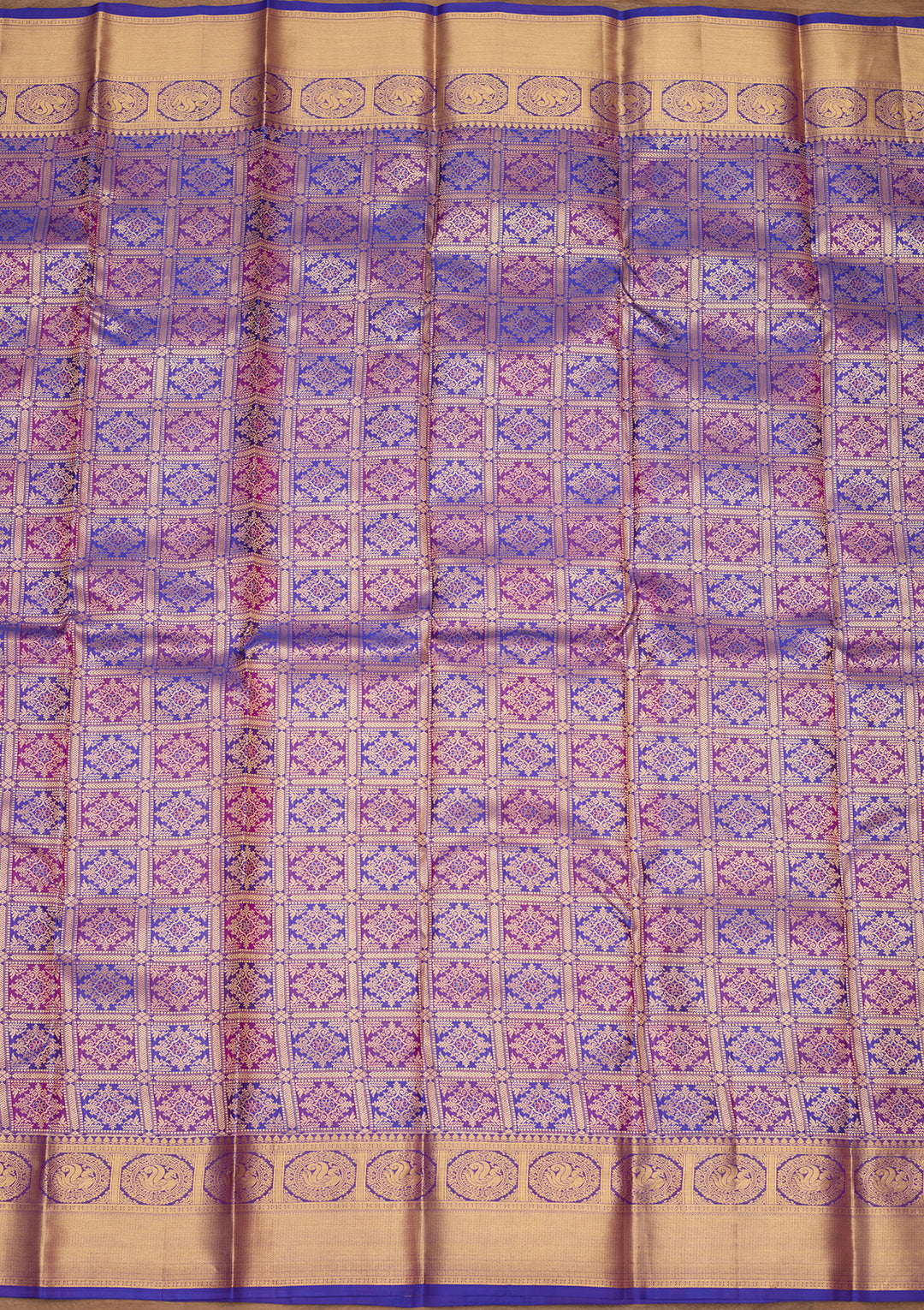 Royal Blue Zariwork (Gold) Silk Silk Saree