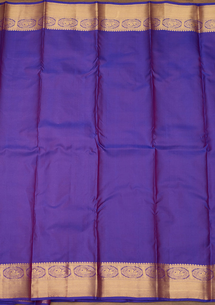 Royal Blue Zariwork (Gold) Silk Silk Saree