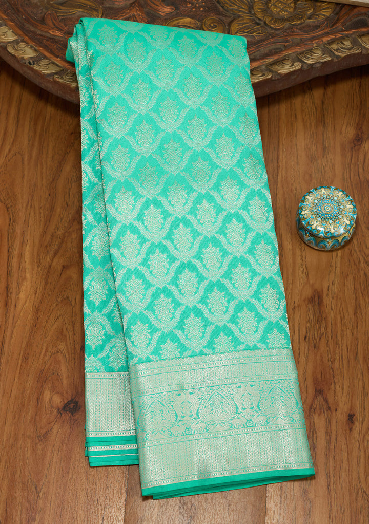 Sky Blue Zariwork (Gold) Silk Silk Saree