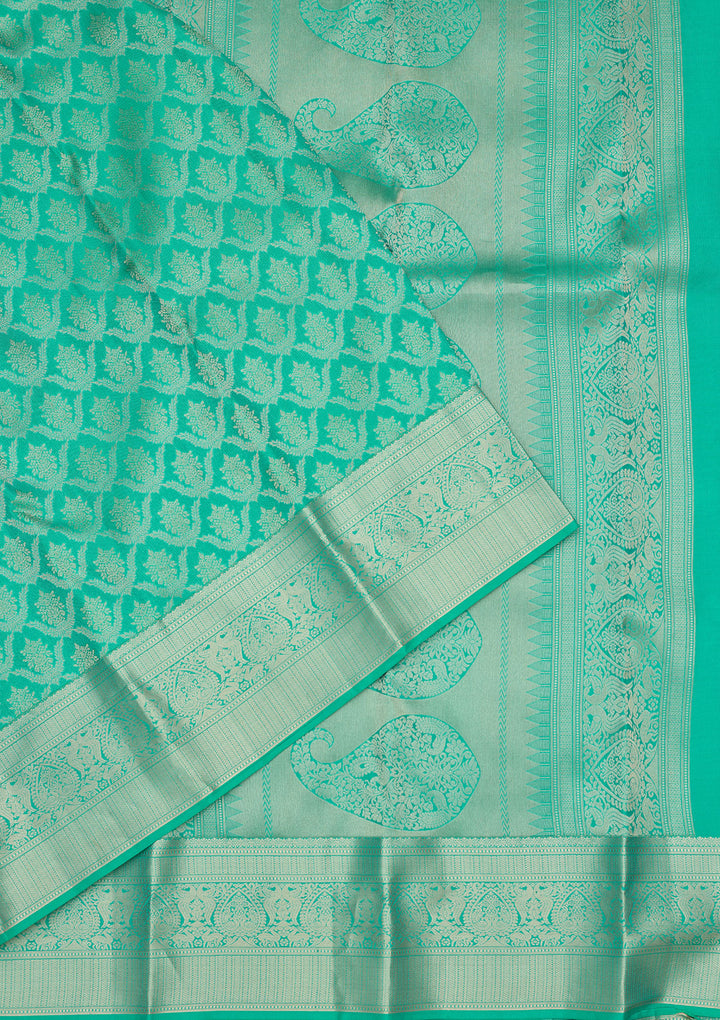 Sky Blue Zariwork (Gold) Silk Silk Saree