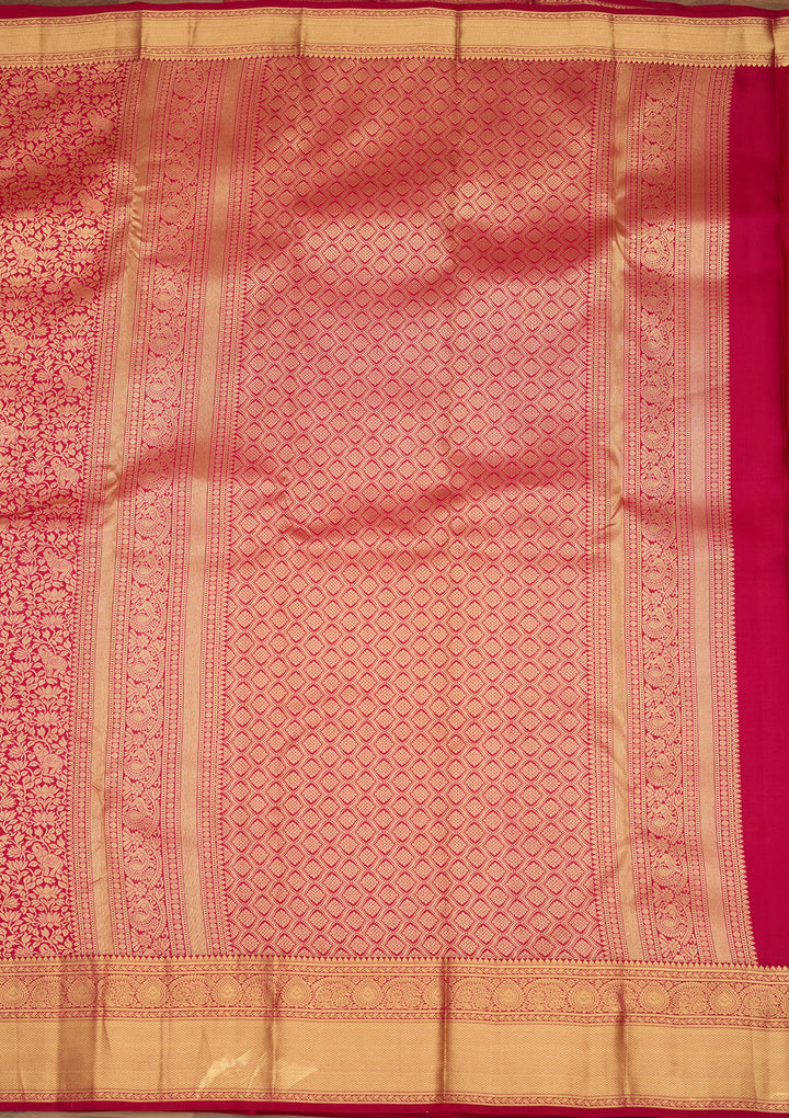 Wine Zariwork (Gold) Silk Silk Saree