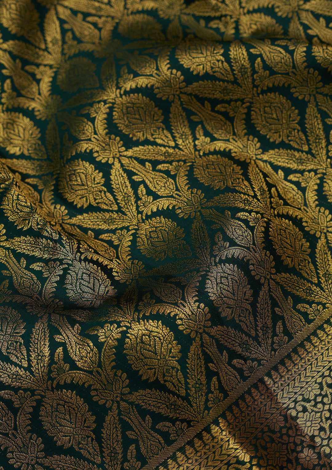 Bottle Green Zariwork (Gold) Pure Silk Saree
