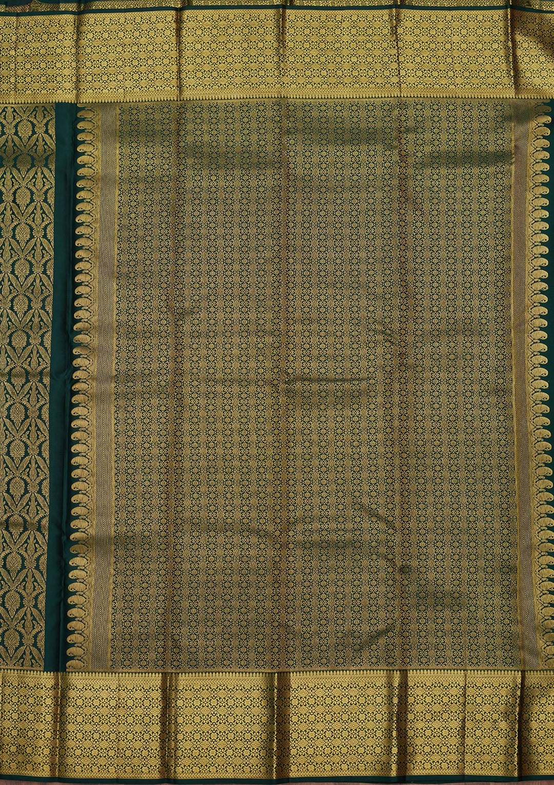 Bottle Green Zariwork (Gold) Pure Silk Saree