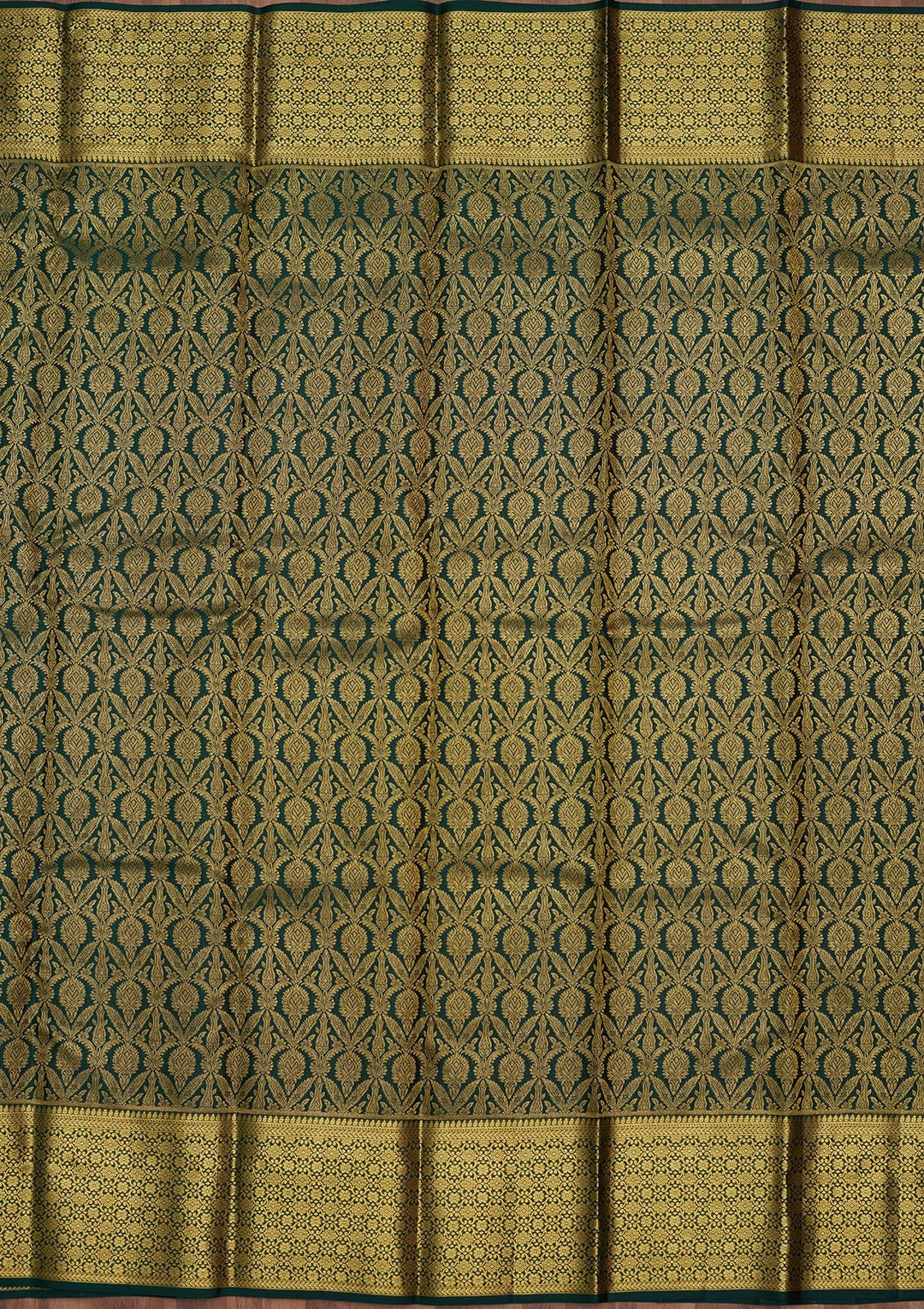 Bottle Green Zariwork (Gold) Pure Silk Saree