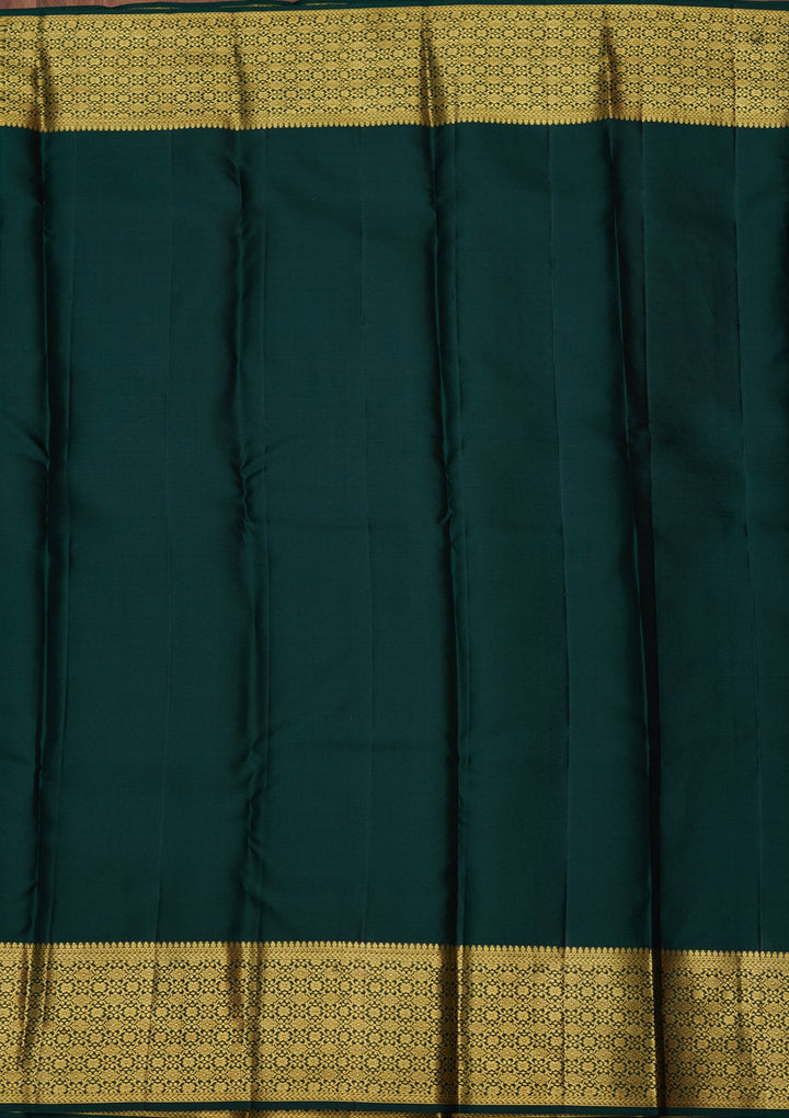 Bottle Green Zariwork (Gold) Pure Silk Saree
