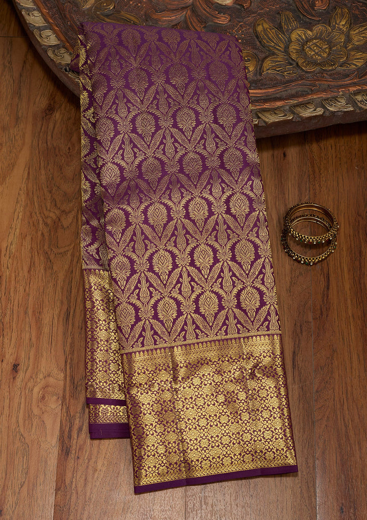 Purple Zariwork (Gold) Pure Silk Saree