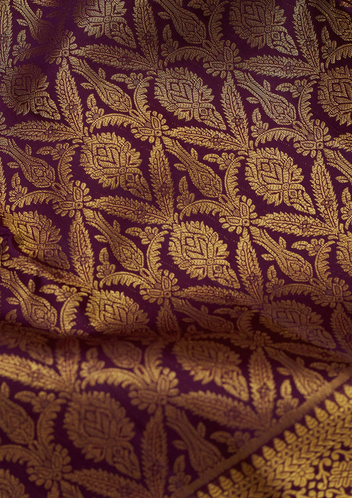 Purple Zariwork (Gold) Pure Silk Saree
