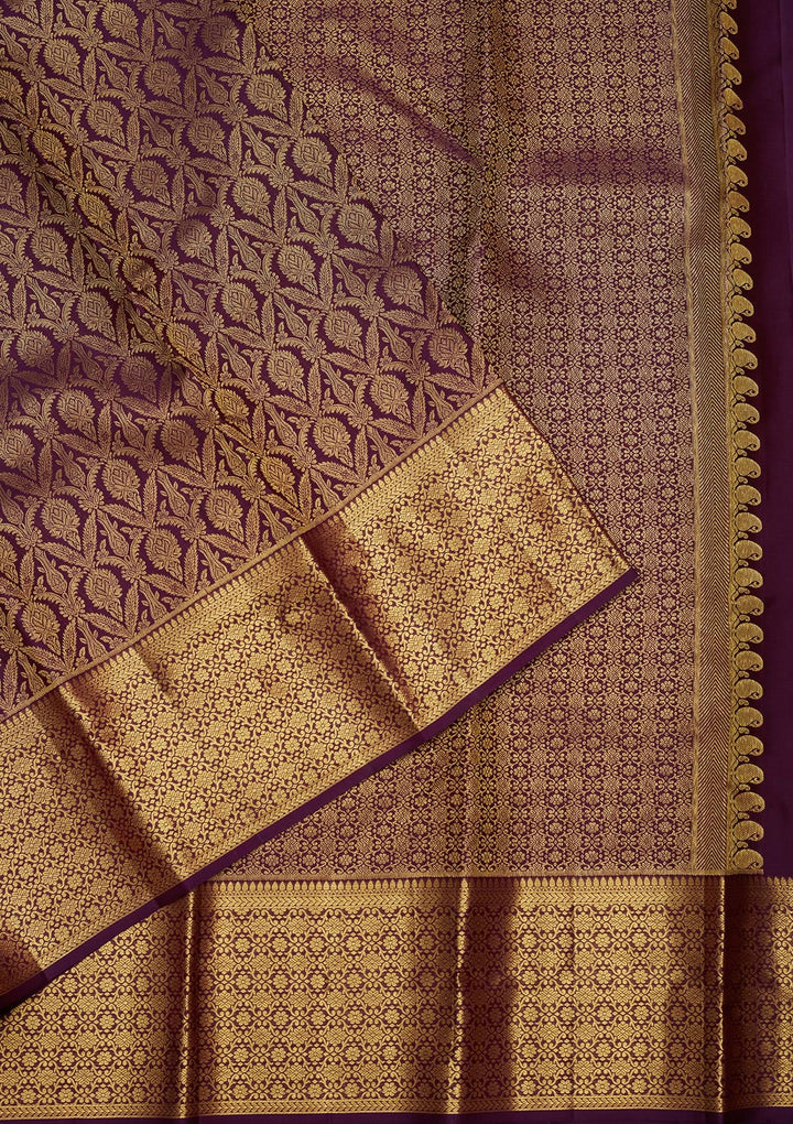 Purple Zariwork (Gold) Pure Silk Saree