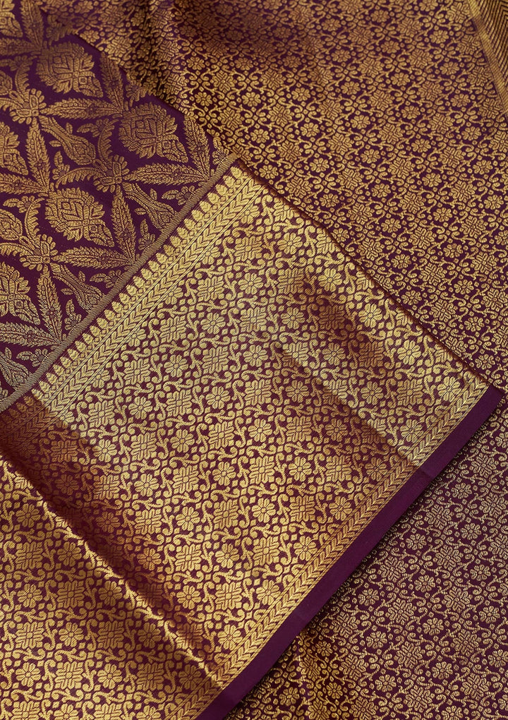 Purple Zariwork (Gold) Pure Silk Saree