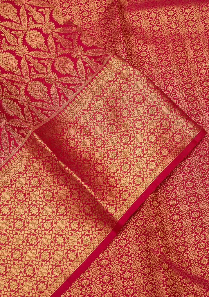 Rani Pink Zariwork (Gold) Pure Silk Saree