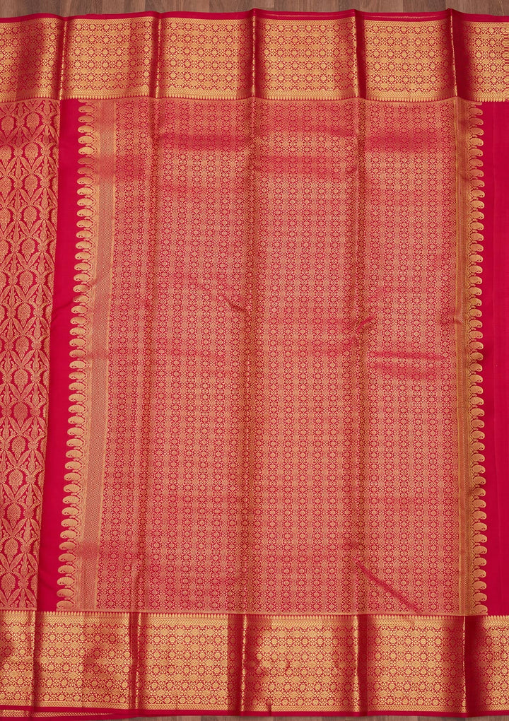 Rani Pink Zariwork (Gold) Pure Silk Saree