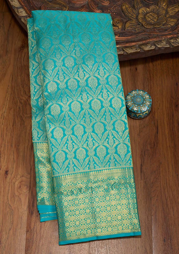 Sky Blue Zariwork (Gold) Pure Silk Saree