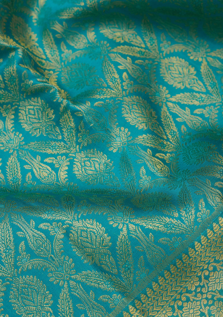 Sky Blue Zariwork (Gold) Pure Silk Saree