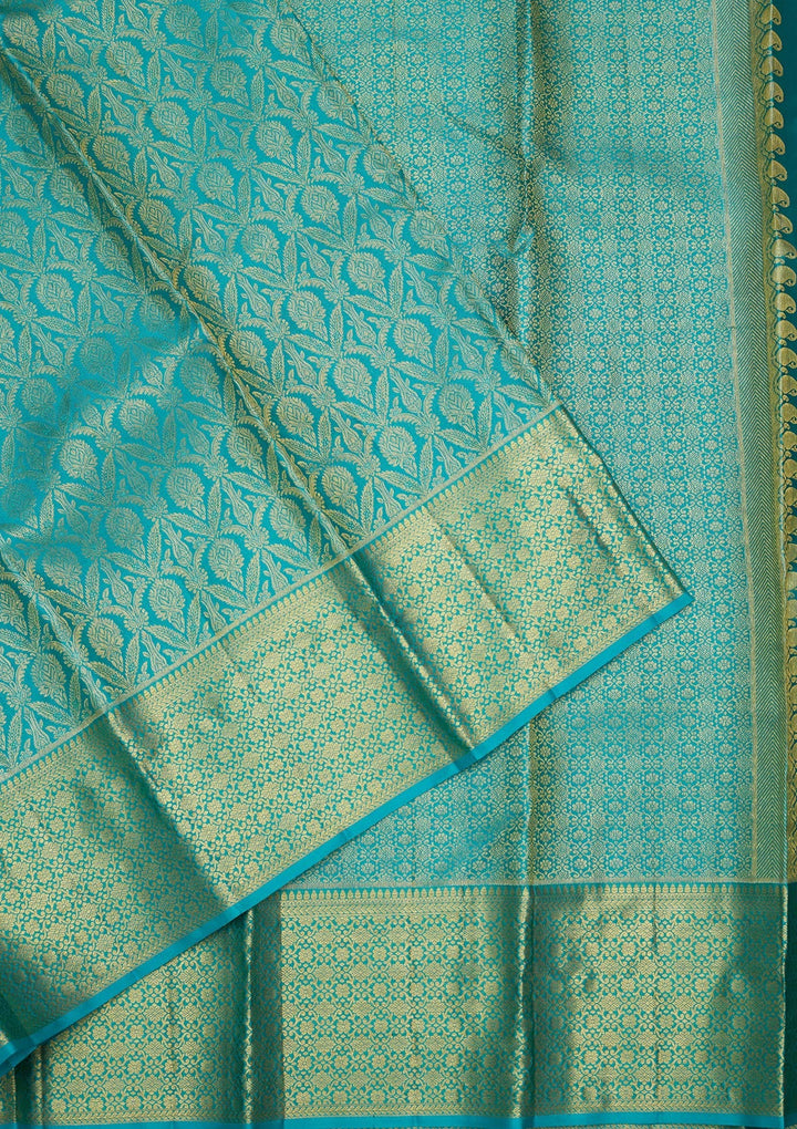 Sky Blue Zariwork (Gold) Pure Silk Saree
