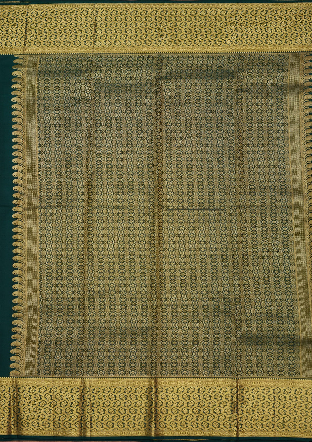 Bottle Green Zariwork (Gold) Pure Silk Saree