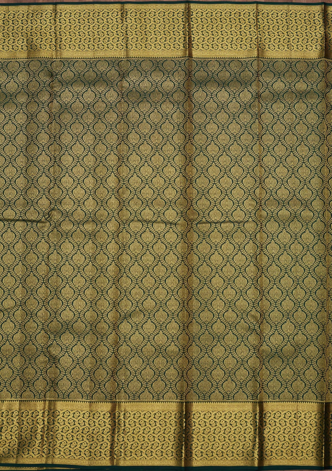 Bottle Green Zariwork (Gold) Pure Silk Saree