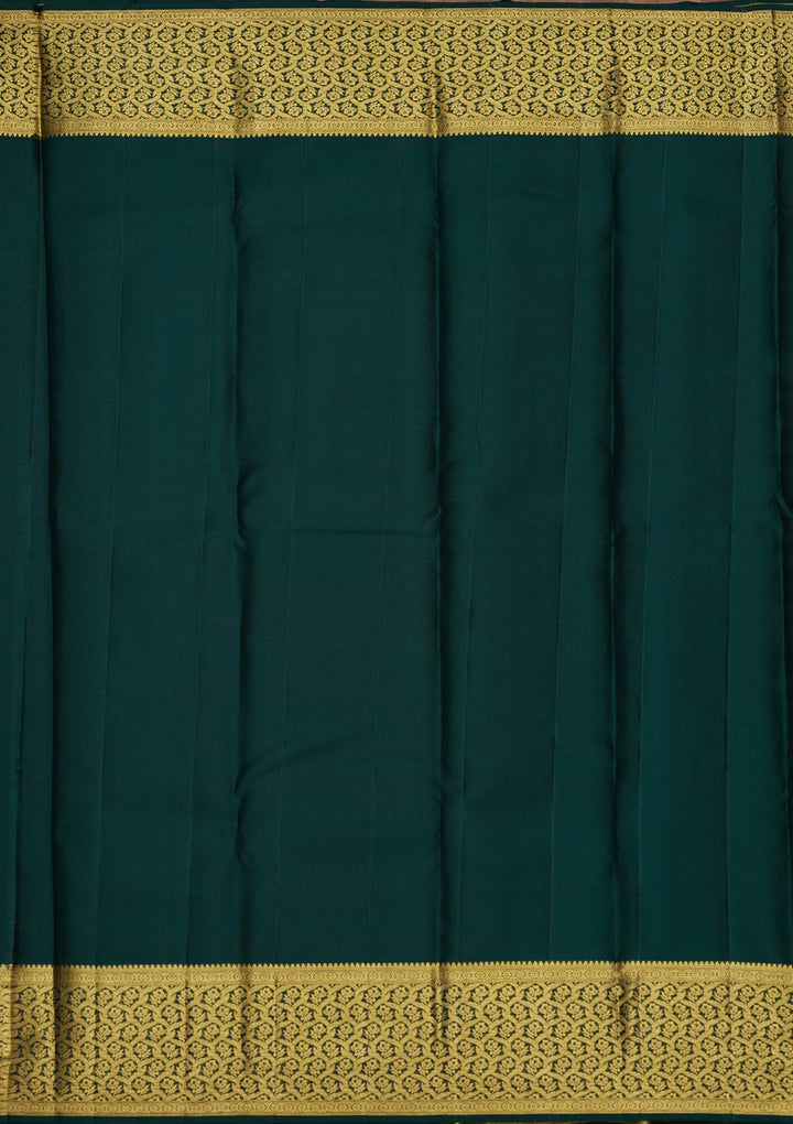 Bottle Green Zariwork (Gold) Pure Silk Saree