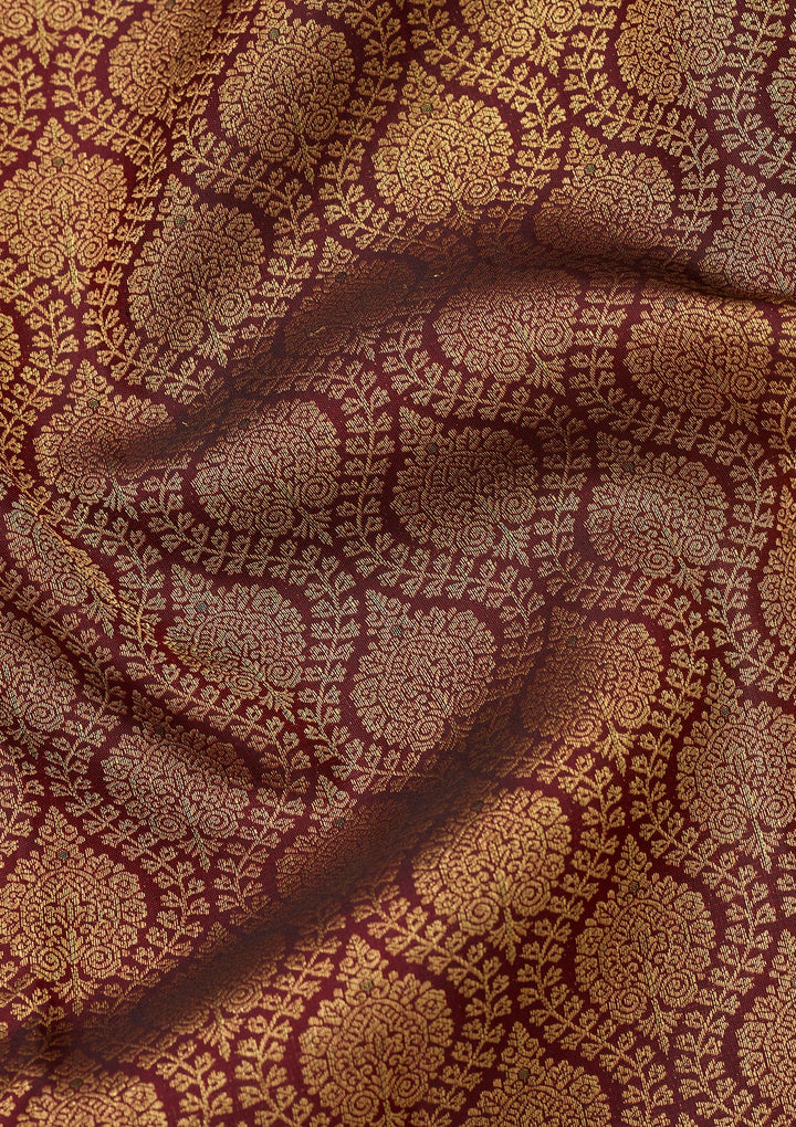 Dark Maroon Dharmavaram Pure Silk Saree