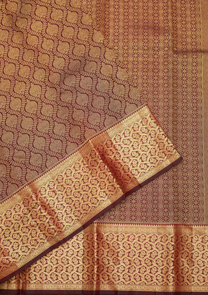 Dark Maroon Dharmavaram Pure Silk Saree