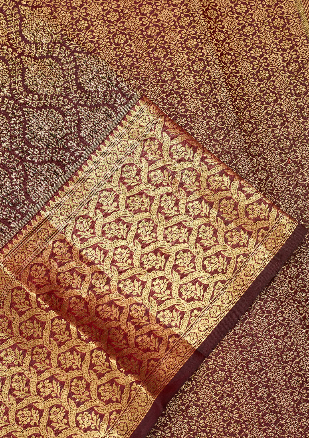 Dark Maroon Dharmavaram Pure Silk Saree