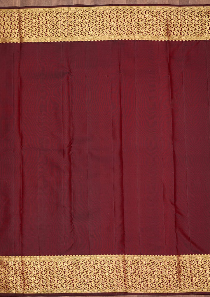 Dark Maroon Dharmavaram Pure Silk Saree