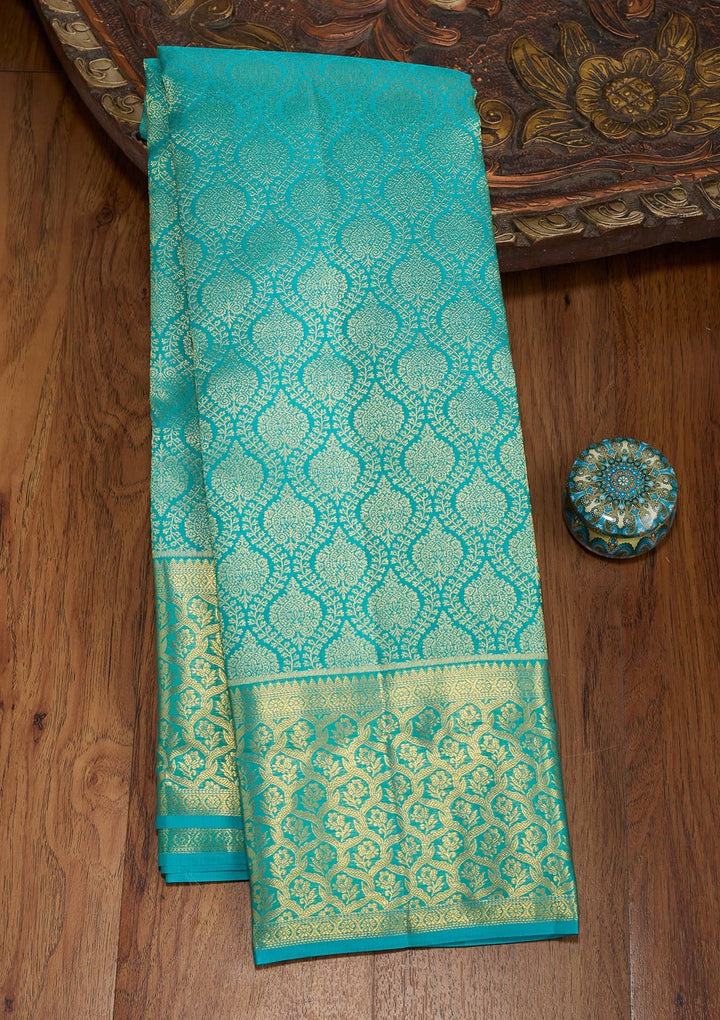Sky Blue Zariwork (Gold) Pure Silk Saree
