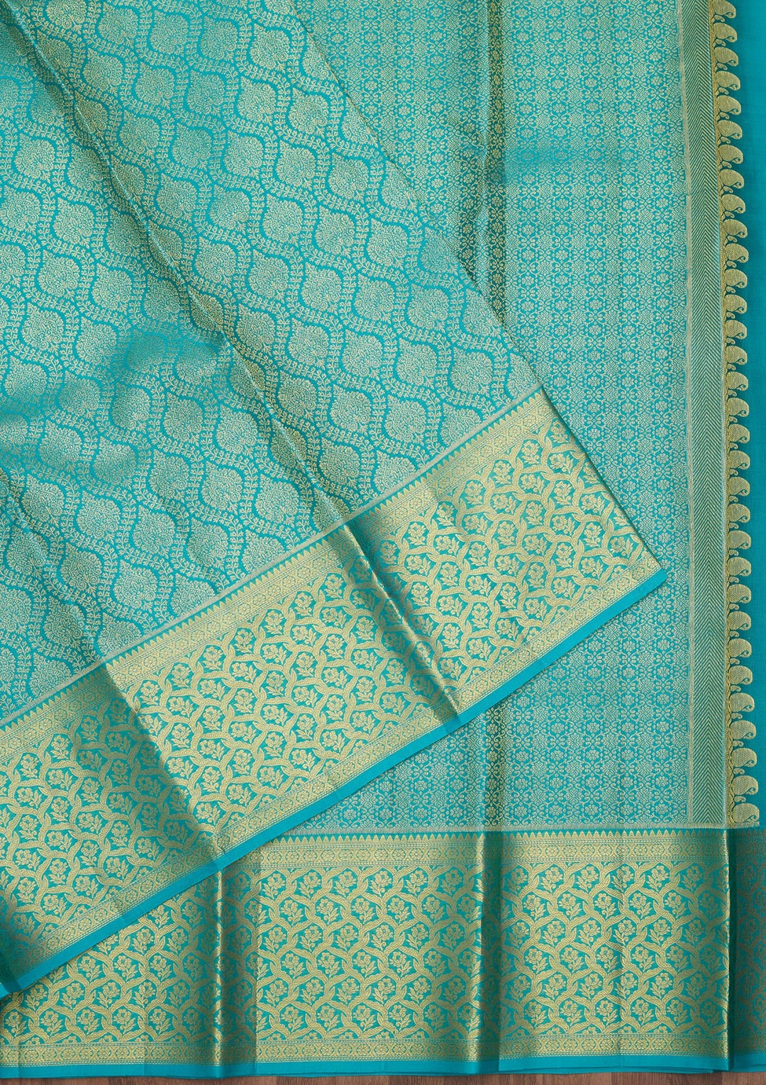 Sky Blue Zariwork (Gold) Pure Silk Saree