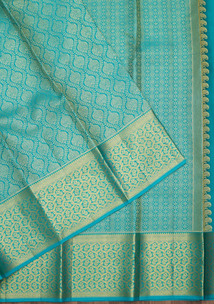 Sky Blue Zariwork (Gold) Pure Silk Saree