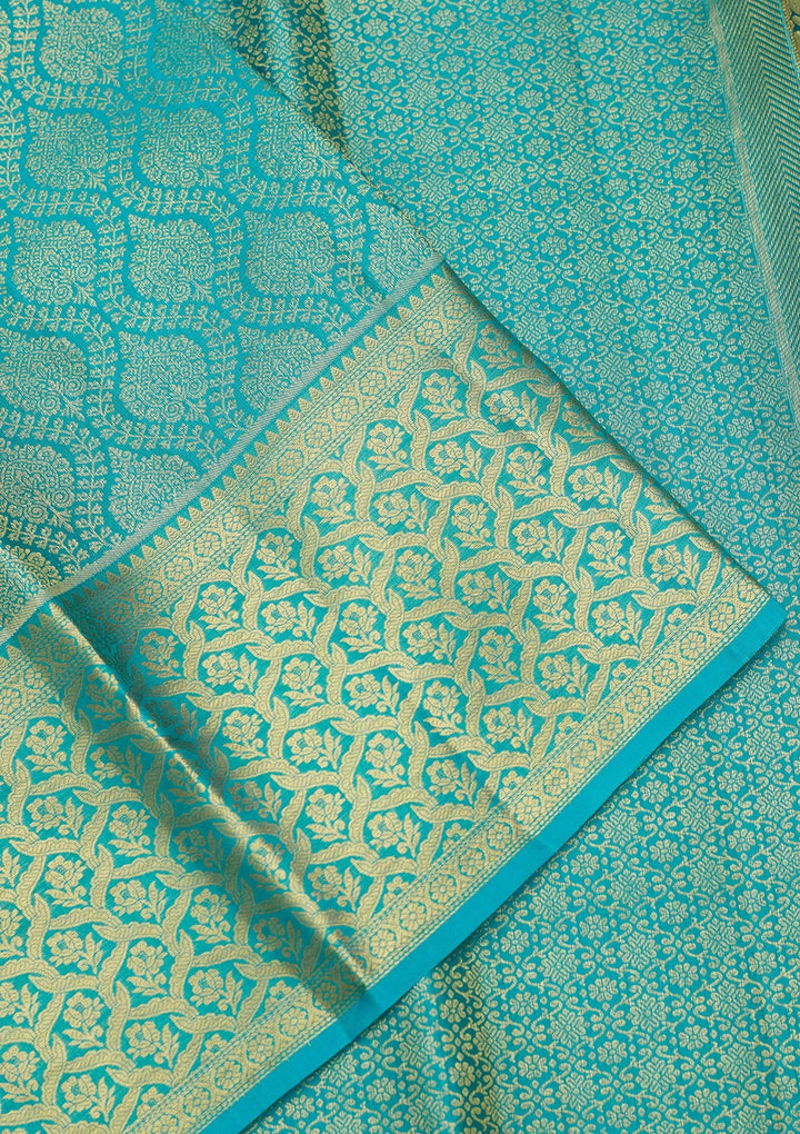 Sky Blue Zariwork (Gold) Pure Silk Saree