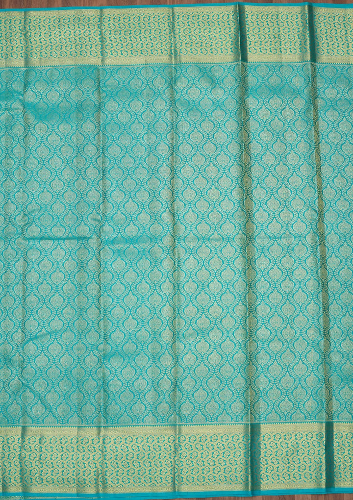 Sky Blue Zariwork (Gold) Pure Silk Saree