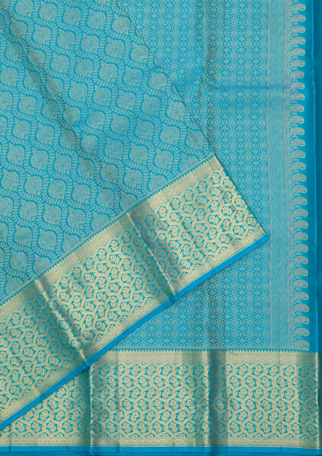 Turquoise Blue Dharmavaram Pure Silk Saree