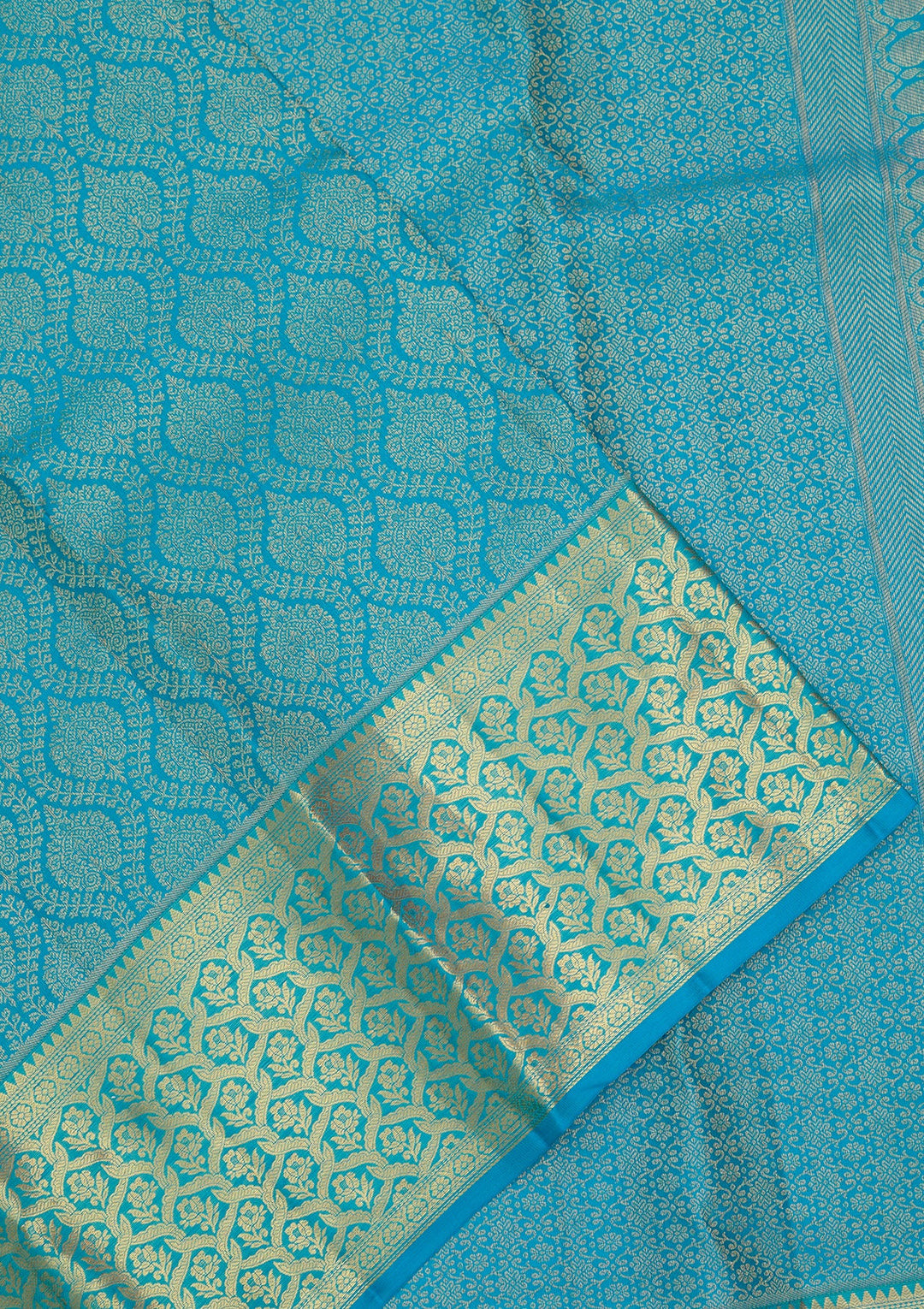 Turquoise Blue Dharmavaram Pure Silk Saree
