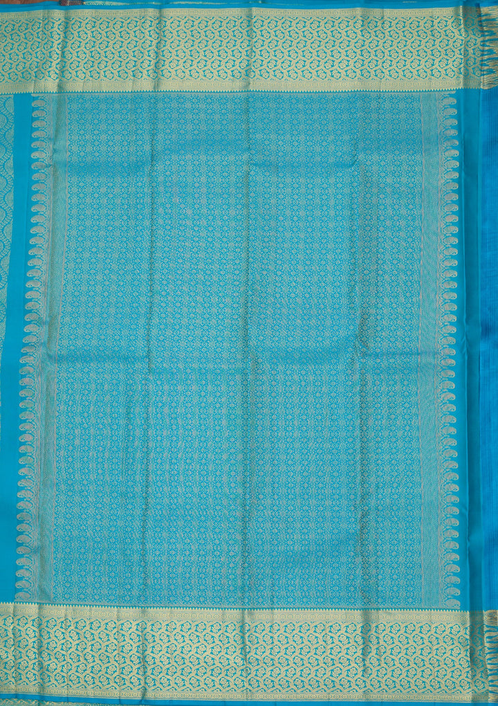Turquoise Blue Dharmavaram Pure Silk Saree