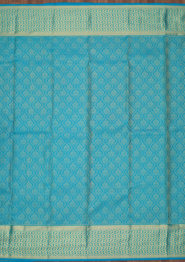 Turquoise Blue Dharmavaram Pure Silk Saree