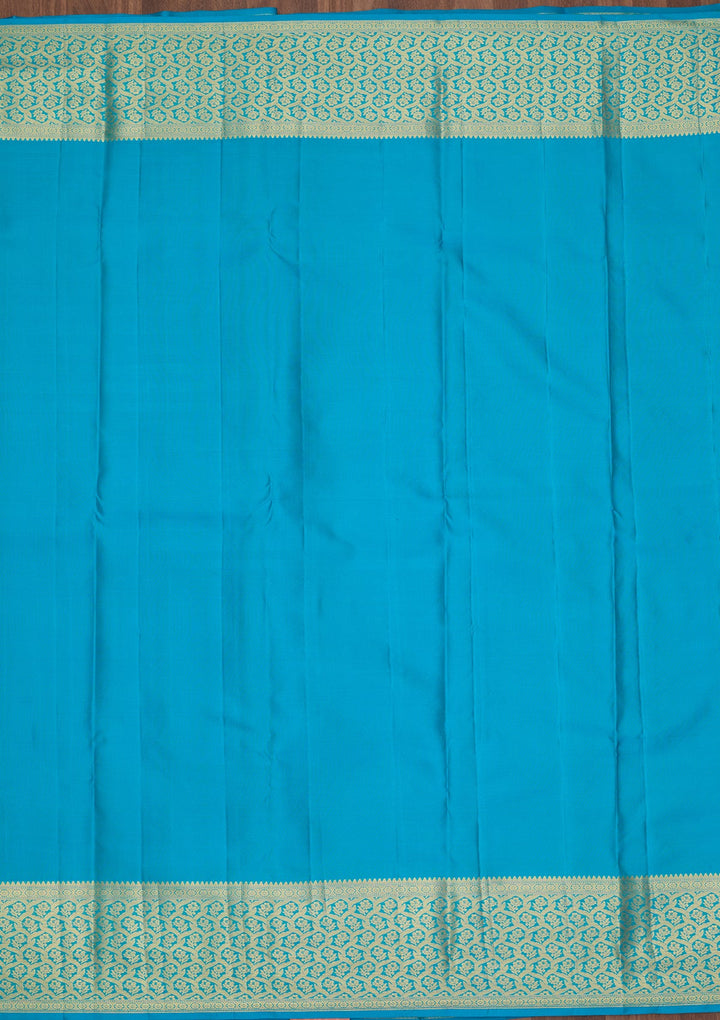 Turquoise Blue Dharmavaram Pure Silk Saree