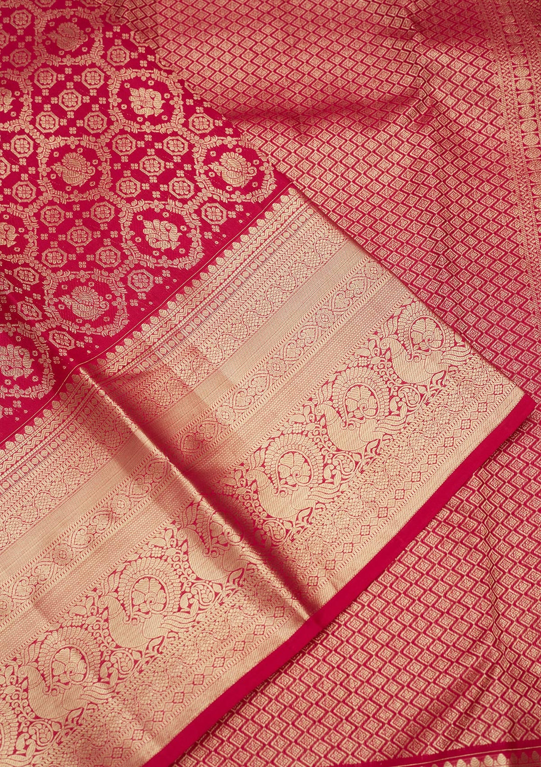 Rani Pink Zariwork (Gold) Pure Silk Saree