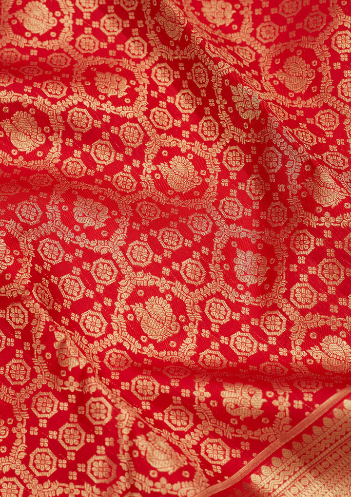 Red Zariwork (Gold) Pure Silk Saree