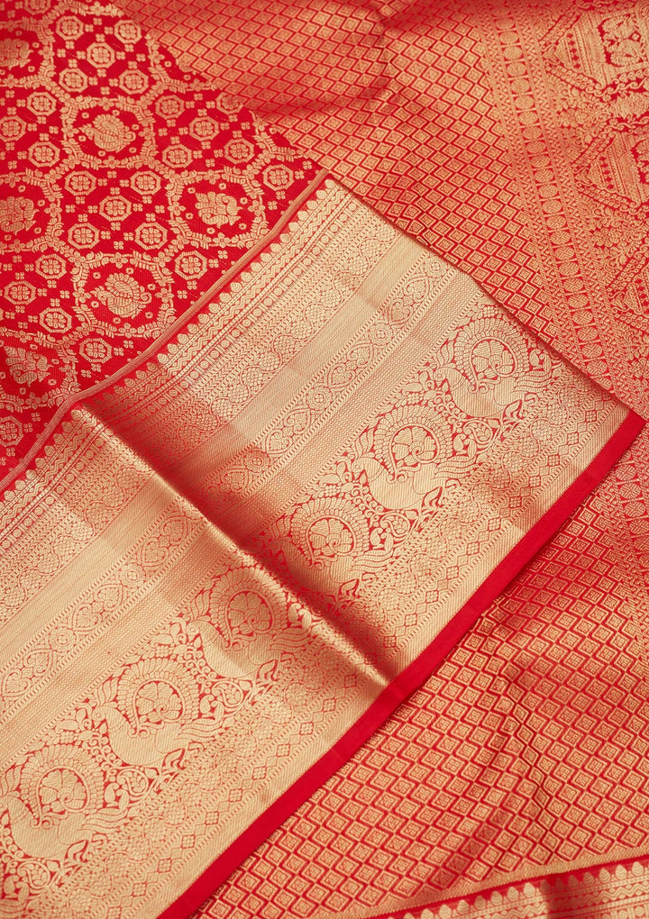 Red Zariwork (Gold) Pure Silk Saree