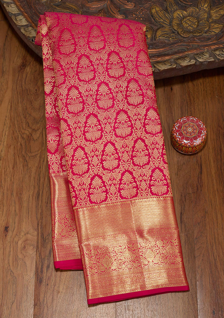 Rani Pink Zariwork (Gold) Pure Silk Saree