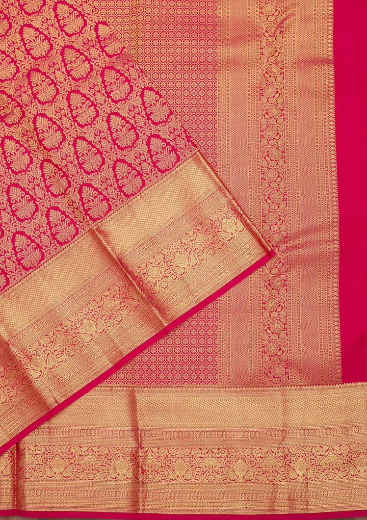 Rani Pink Zariwork (Gold) Pure Silk Saree