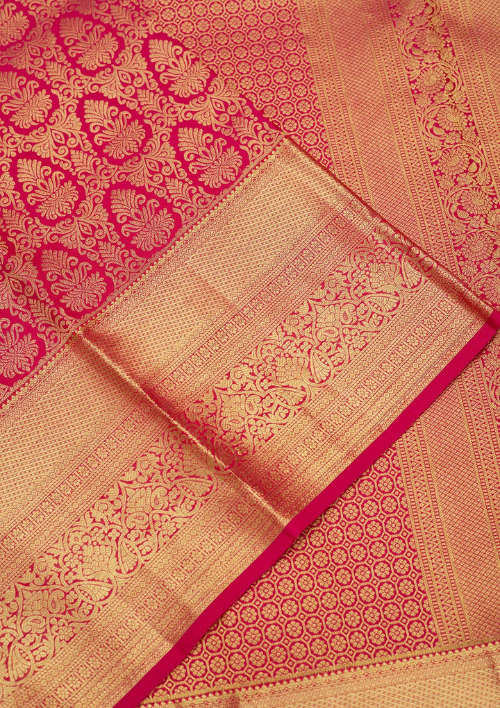 Rani Pink Zariwork (Gold) Pure Silk Saree