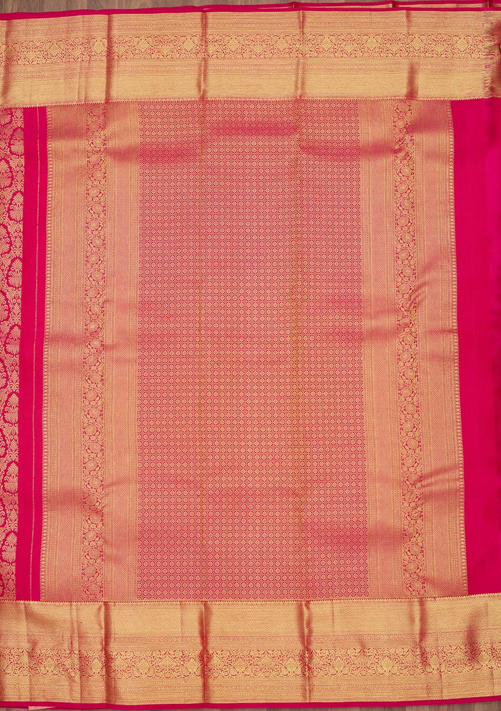 Rani Pink Zariwork (Gold) Pure Silk Saree