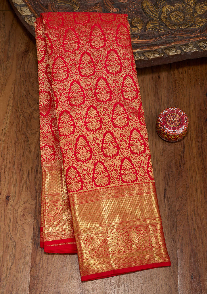 Red Zariwork (Gold) Pure Silk Saree