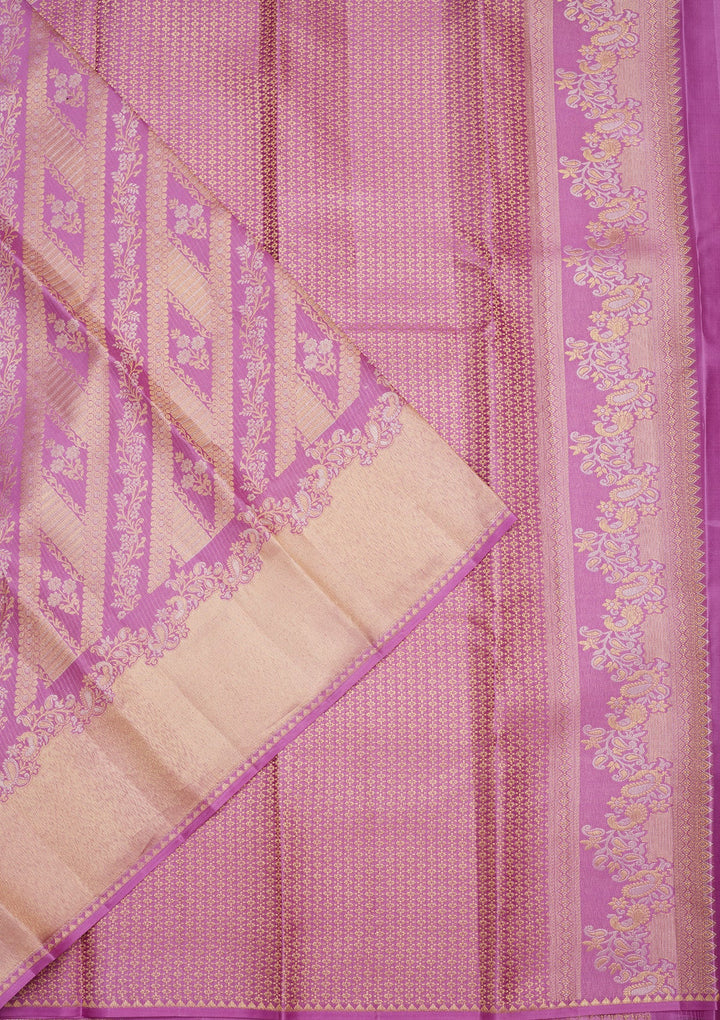 Lavender Zariwork (Gold) Pure Silk Saree
